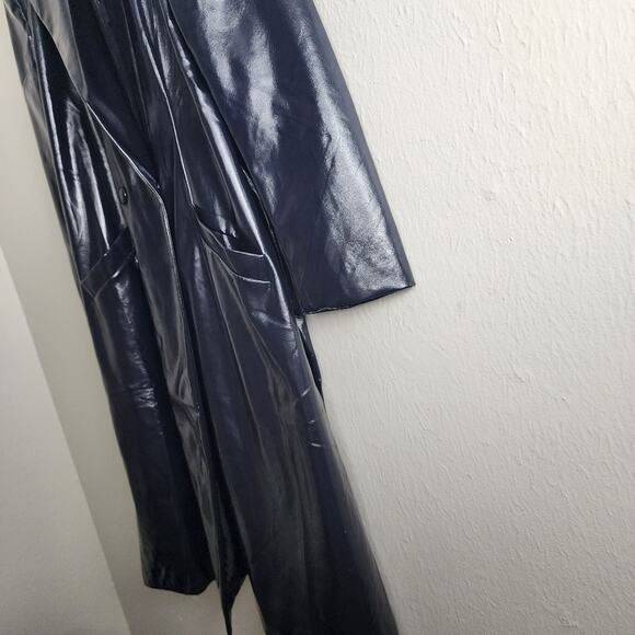 NWT Eloquii Faux Leather Longline Trenchcoat Black Double Breasted 14/16 - Picture 4 of 11